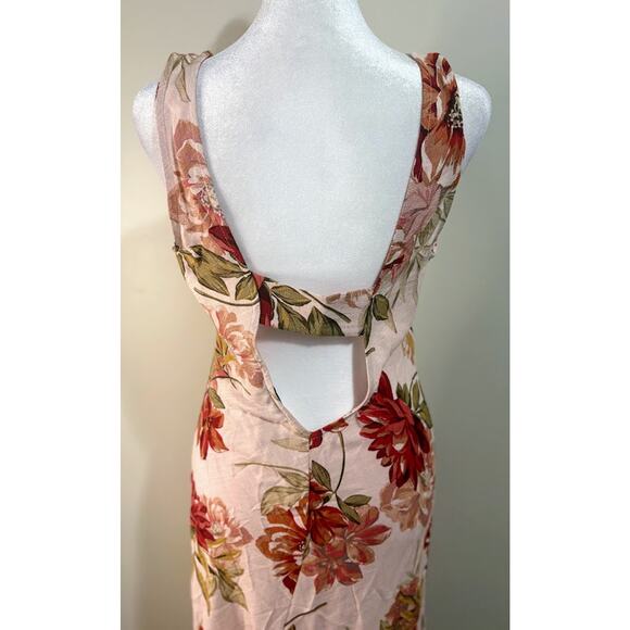 Anthropologie Paper Heart Pink Floral Sleeveless Linen Midi Dress Size MED NWT - Picture 6 of 9
